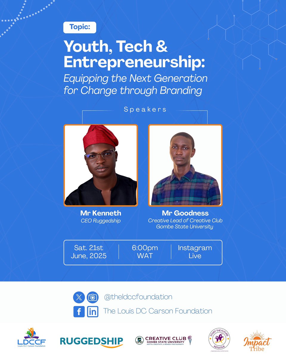ldccfoundation's tweet photo. Just A Little Reminder! Two expert speakers, one valuable topic to dive into the world of youth, tech &amp; entrepreneurship. You won’t want to miss out on this incredible opportunity this Saturday June 21st, 2025 at 6:PM on IG &amp; be amazed at how much you can learn! See you there!🚀 https://t.co/MvUcK8NuCV