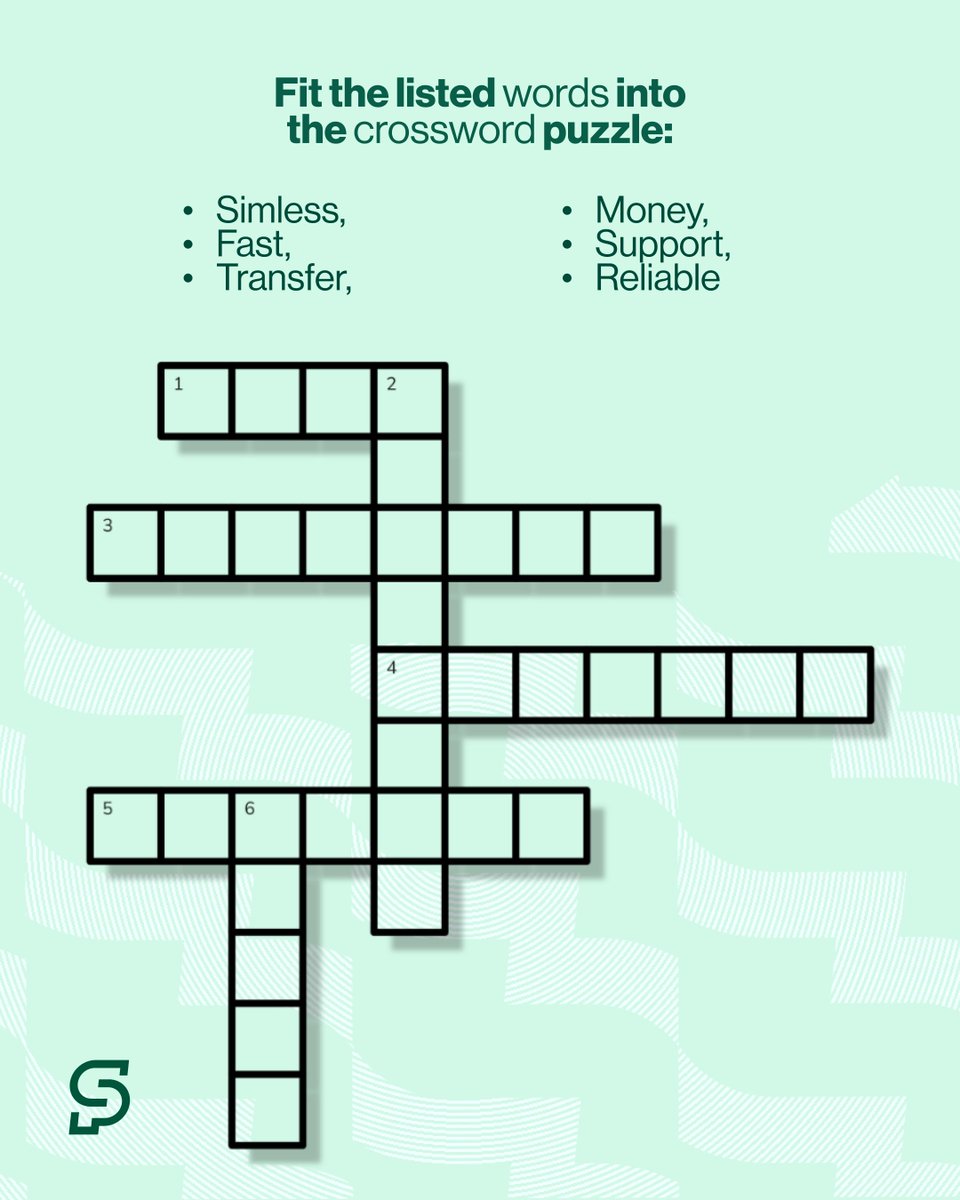simlesspay's tweet image. How well do you know what we stand for at SimlessPay. Solve this simple crossword puzzle and let us know how long it took you to complete it.

#SimlessPay #SeamlessPayments #ZeroTransferFees #FinTech #InstantPayments #MoneyTransfer #Remittance #NigerianDiaspora #MobilePayments