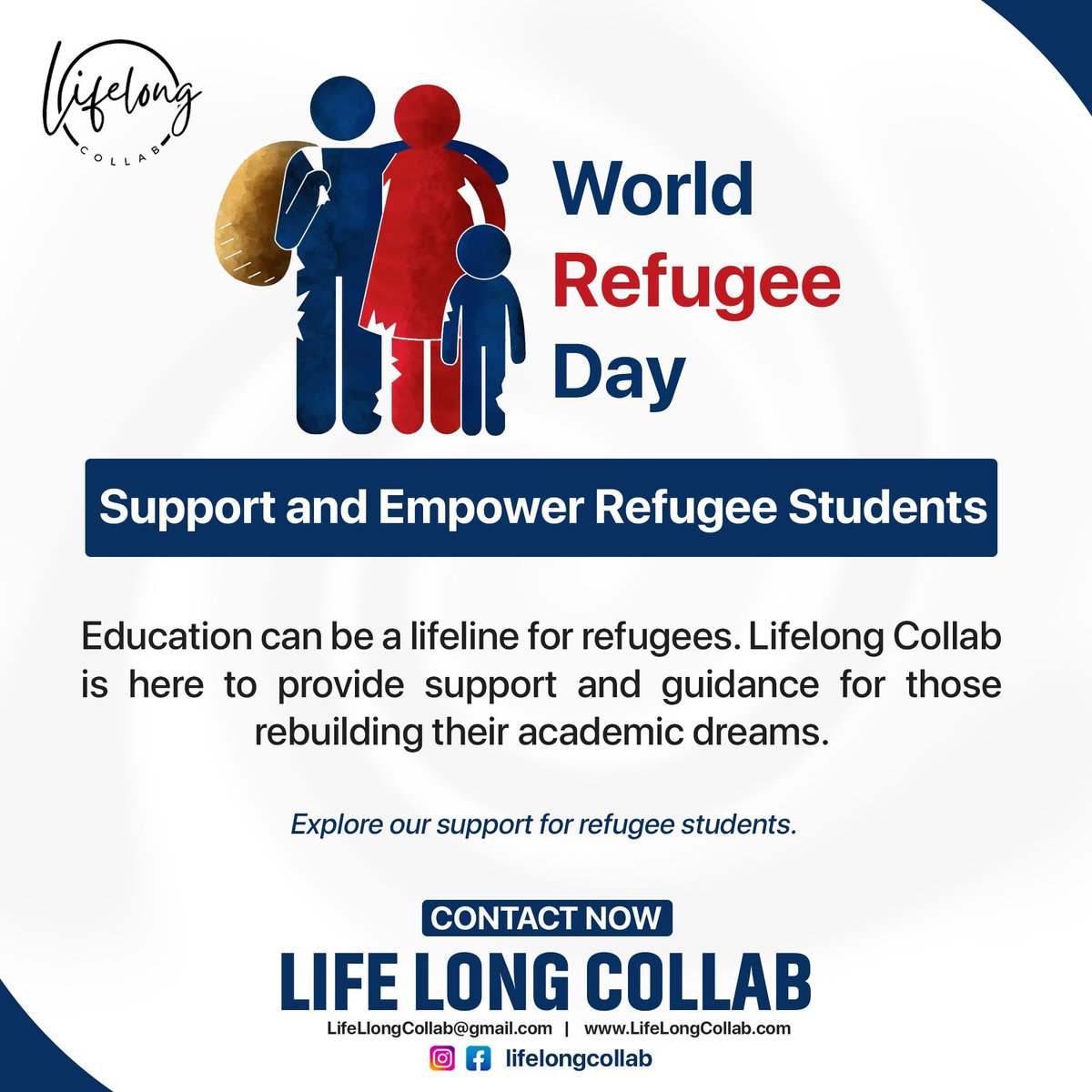 LifelongCollab's tweet photo. 🌐 This #WorldRefugeeDay, we stand with refugees. LifeLong Collab is committed to empowering refugee students through education. Explore our programs and learn how you can help support their journey toward rebuilding lives. #SupportRefugees #EducationForAll #LifeLongCollab https://t.co/1RKoyTVTC7
