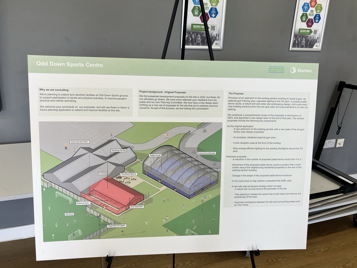 Popped into public sesh on new plans for Odd Down Sports: good to see previous concerns addressed, along with new gym &amp; padel courts. Consultation open until 7pm today.