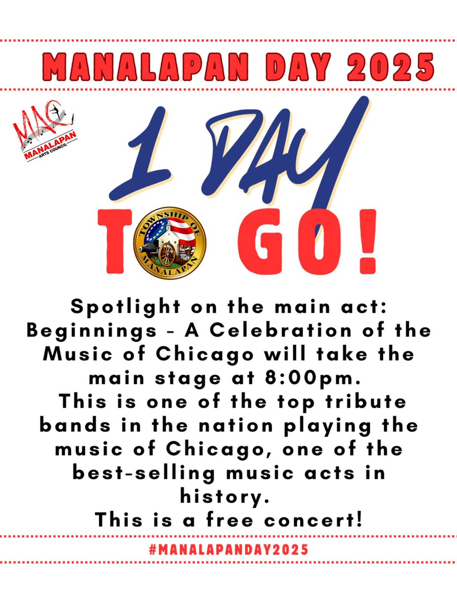 Manalapan Day is tomorrow!  Food, rides, vendors, music, fireworks, and most of all, fun!  We hope to see you tomorrow from 3-10 pm!