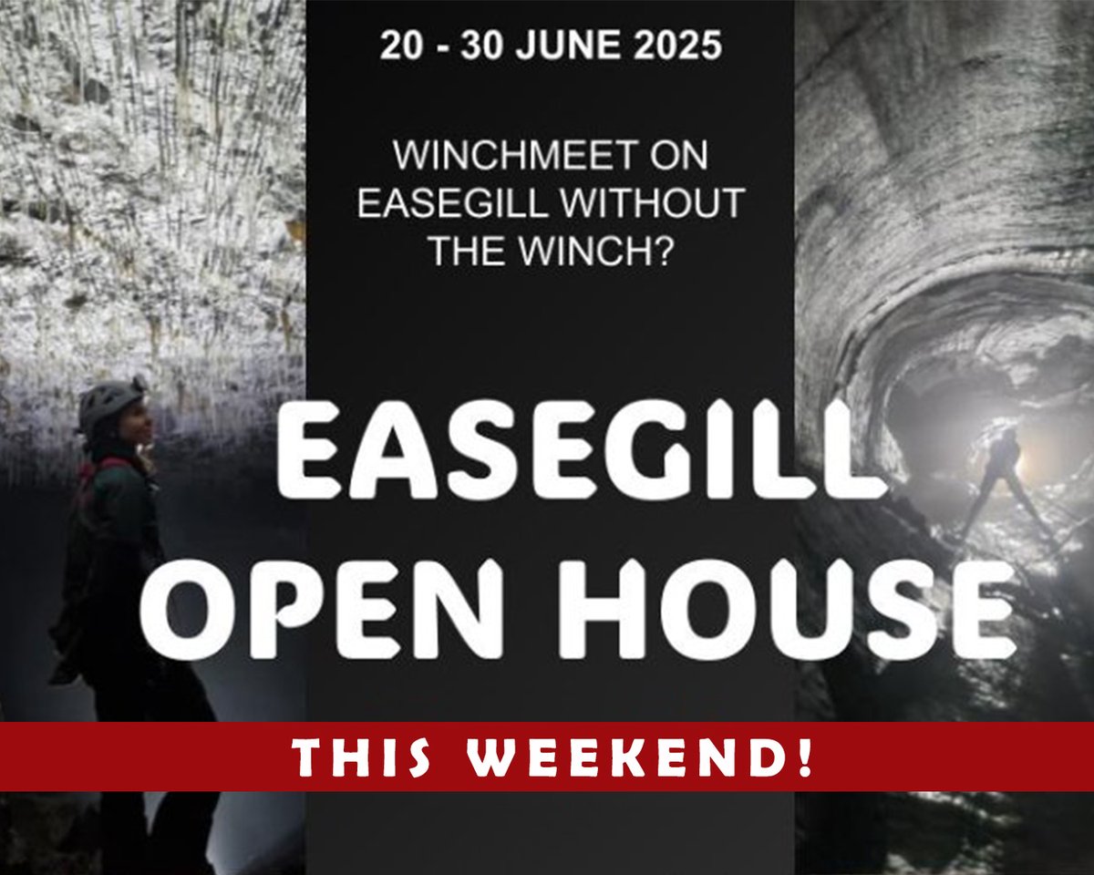 A reminder that this weekend is Ease Gill Open House! Enjoy Ease Gill without carrying all the tackle. 

Read more details in our latest newsletter on the website: cncc.org.uk/publications/