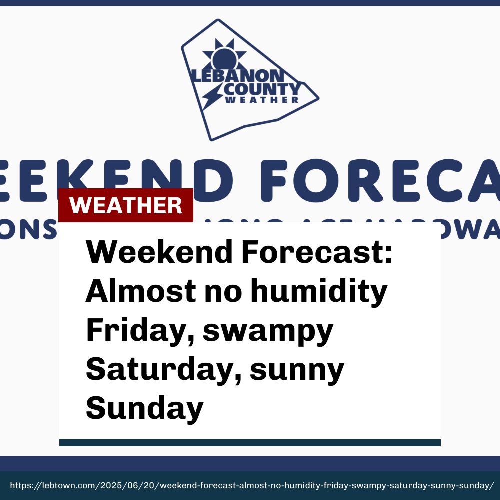 Here’s your Lebanon County Weather weekend forecast for Friday, June 20, to Sunday, June 22. Sponsored by Jono Ace Hardware. lebtown.com/2025/06/20/wee…
