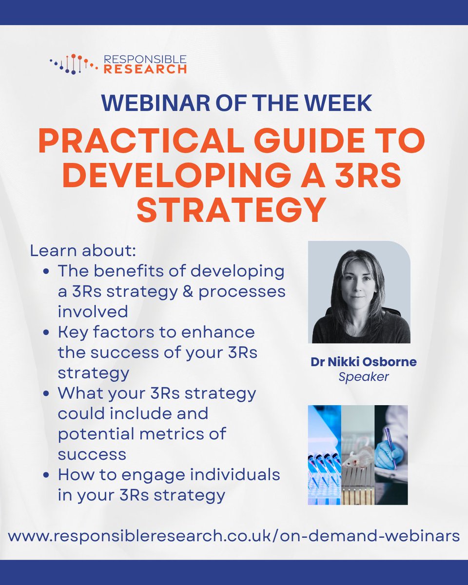 🔹 Webinar of the Week 🔹
Join Dr Nikki Osborne on demand for this “Practical Guide to Developing a 3Rs Strategy” — gain insights to build impactful, ethical research strategies.
Watch now ⬇️
attendee.gotowebinar.com/register/54672…
#3Rs #LifeSciences #Webinar
