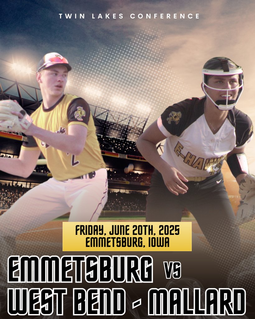⚾️🥎 The E-Hawks are back home tonight as they host West Bend-Mallard in Twin Lakes Conference play!

🕠 JV Baseball – 5:30 PM
🕡 Varsity ONLY Softball – 6:30 PM
🌟 Varsity Baseball – 7:30 PM

Come out and support the E-Hawks on their home turf! 💛🖤
#EHawkPride