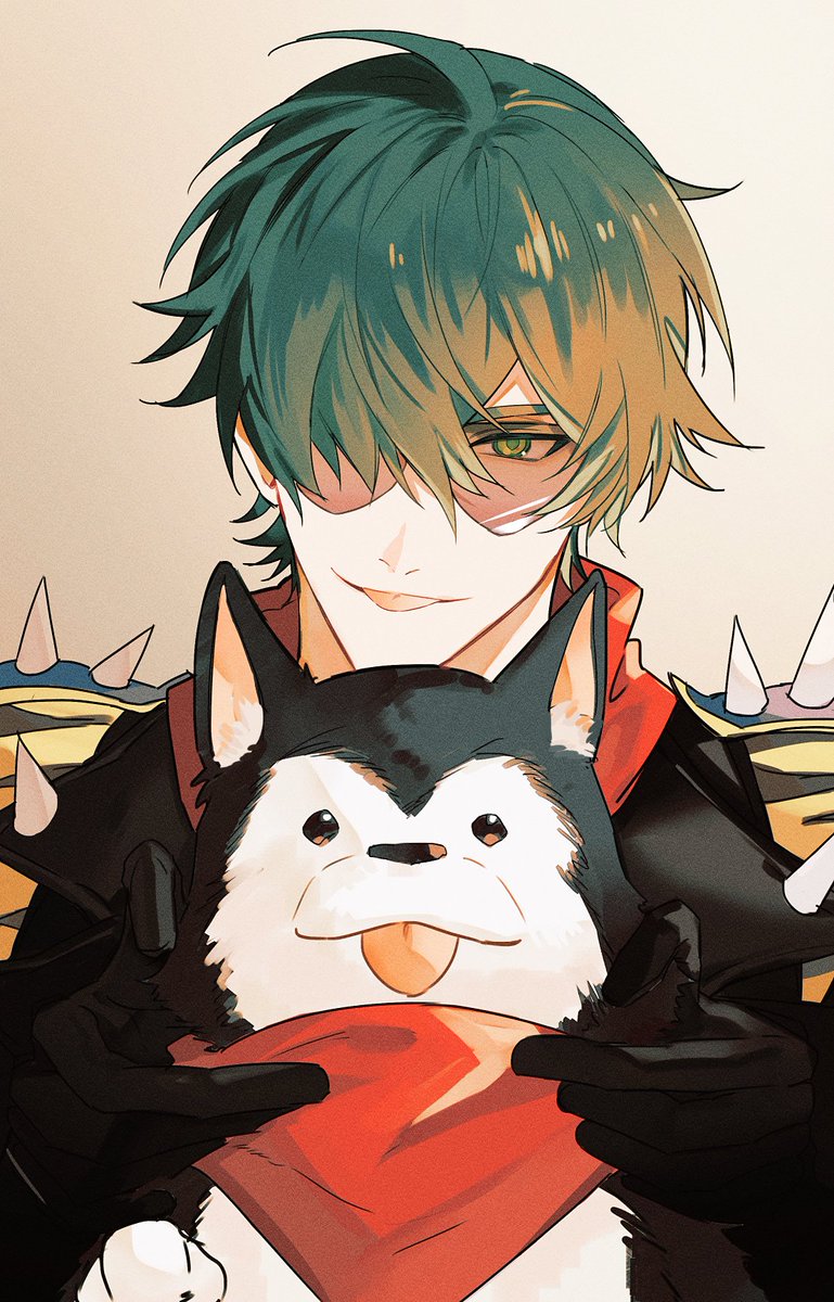 #イトアキ  🔦🧡
信頼イベントで犬と遊んでるライトさん、かわいい 