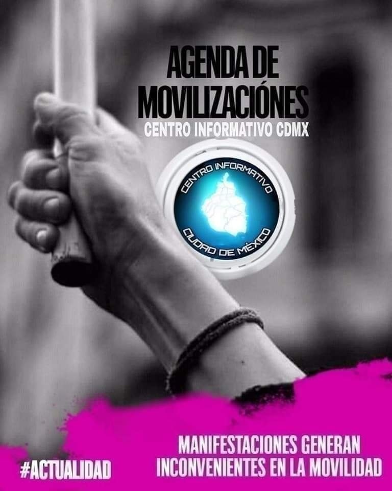 *AGENDA DE MOVILIZACIONES VIERNES 20 DE JUNIO 2025*

*MARCHAS:*

*CONVENCION DE LA CIUDAD DE MÉXICO.*
*_HORA:_* 10:00 hrs.
*_LUGAR:_* Glorieta de las Mujeres que Luchan en Av. Paseo de la Reforma y Av. Morelos s/n., Colonia  Tabacalera, Alcaldia Cuauhtémoc CDMX. 
*_RUMBO A:_*