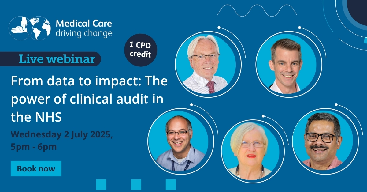 Join Medical Care for a webinar with <a href="/HQIP/">Healthcare Quality Improvement Partnership</a> and national clinical leads to explore how clinical audit is transforming healthcare.

Learn about the science behind effective audits, case studies, and how audits support safer, more consistent NHS care: ow.ly/v3Bl50WcSx9