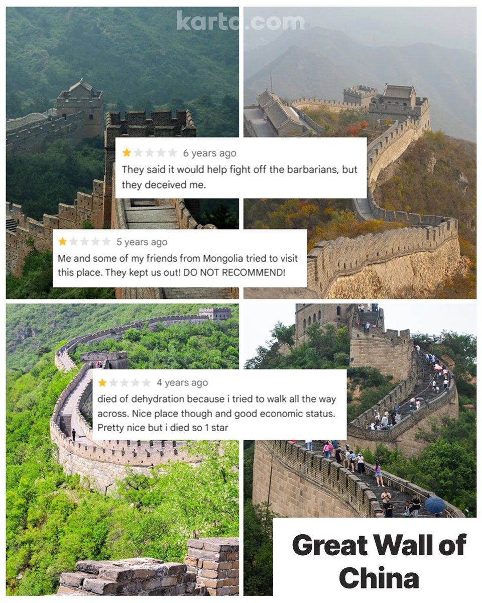 Hilarious 1-star Google reviews of 5 famous world-famous attractions. The world's greatest landmarks just aren't good enough for some people!

Have you ever been disappointed with a world-famous landmark?