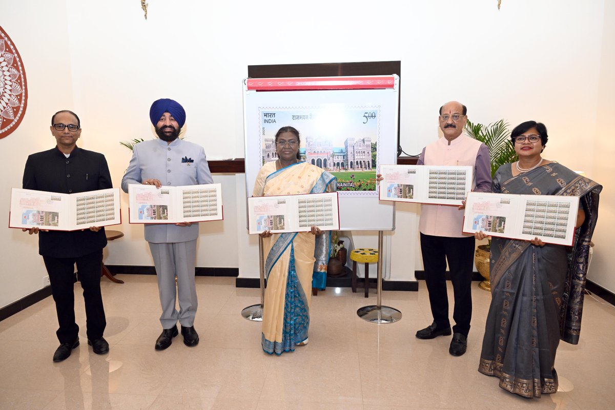 President of India (@rashtrapatibhvn) on Twitter photo President Droupadi Murmu released a postage stamp on Raj Bhavan, Nainital, on the completion of its 125 years, at Dehradun. President Droupadi Murmu released a postage stamp on Raj Bhavan, Nainital, on the completion of its 125 years, at Dehradun.