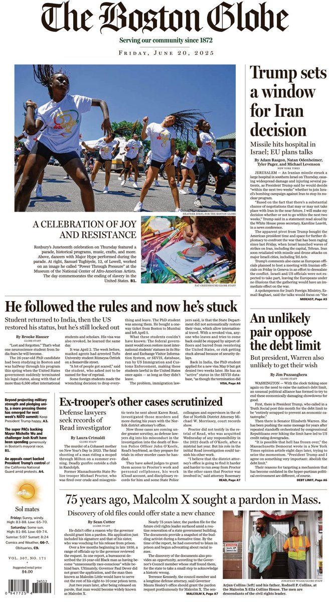 In today's paper: Are the debt limit’s days numbered? Trump and Warren hope so. After Karen Read debacle, Michael Proctor’s work in other murder cases faces scrutiny; and more. trib.al/FfDkAzG