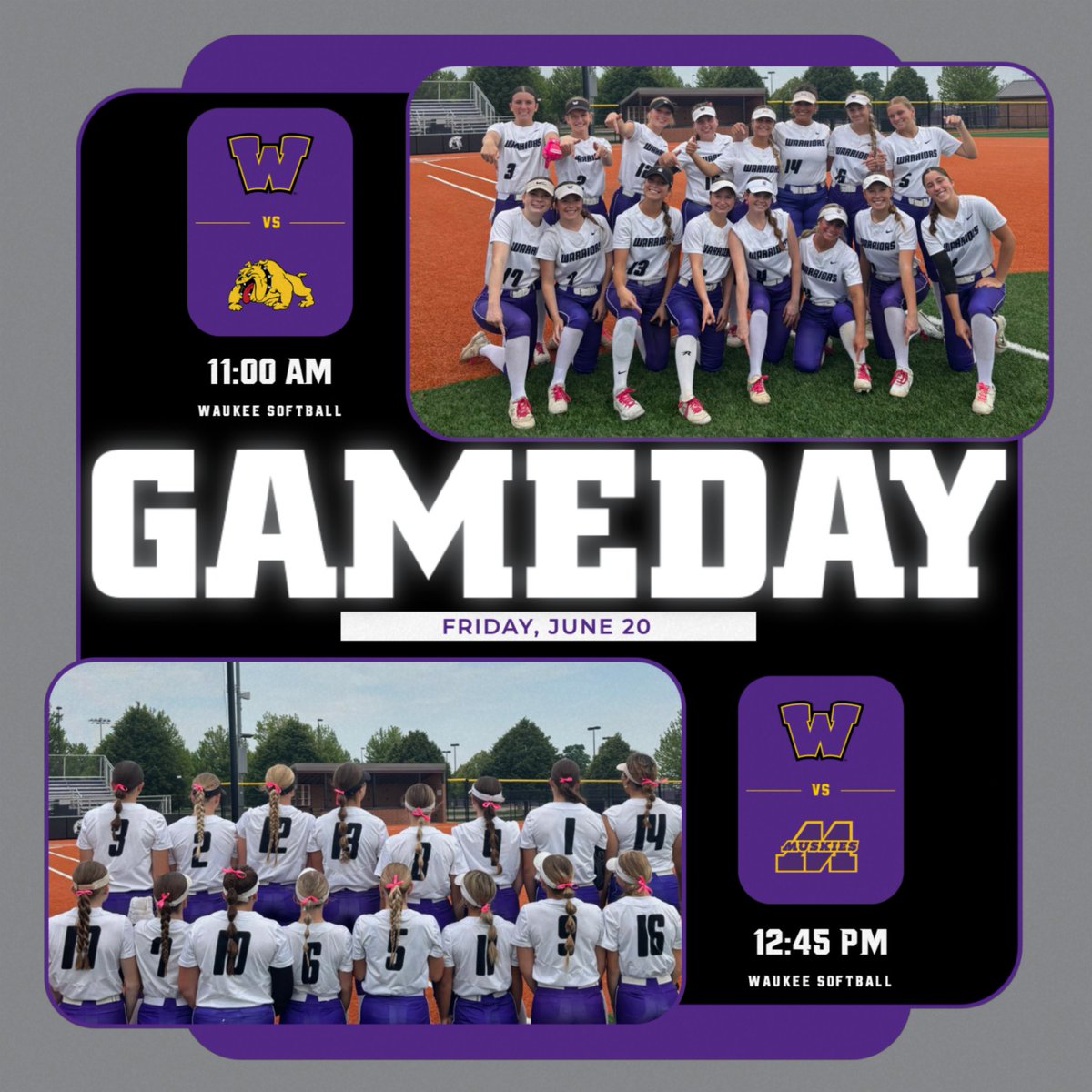 Waukee softball plays in the Jack North Softball Tournament today and tomorrow! 🥎
📍Waukee HS and Northwest HS
🕚11:00 AM - Waukee vs Bettendorf
🕐12:45 PM - Waukee vs Muscatine
🕝 2:30 PM - Muscatine vs St. Edmond
🎟️Tickets: Waukee Vanco - Jack North
#GoWarriors