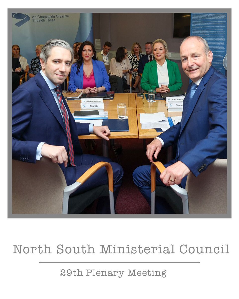 Taoiseach @michealmartintd, Tánaiste and members of the Government today attended the Twenty-Ninth Plenary Meeting of the North South Ministerial Council in Armagh.

The Government of Ireland and the Northern Ireland Executive meet twice a year to discuss areas of shared ambition