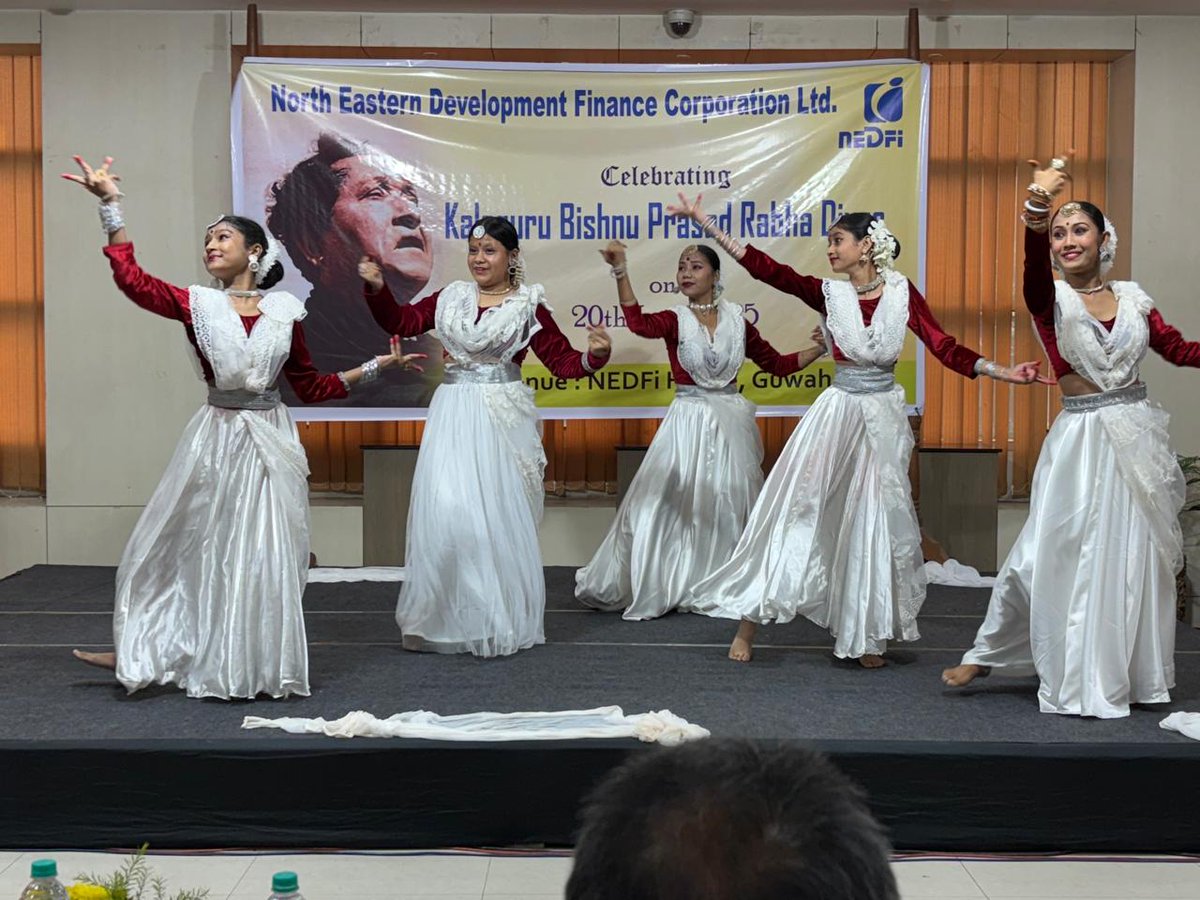 NEDFi celebrated Kalaguru Bishnu Prasad Rabha Divas 2025 at its Head Office Dispur, today. The programme was inaugurated with floral tribute to ‘Kalaguru’ Bishnu Prasad Rabha followed by poems recitation, songs and dance performances by employees &amp; students of Third Theatre.