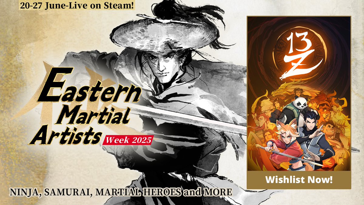 ⚔️ We’re joining #EasternMartialArtistWeek on Steam! ⚔️

Celebrate the art of Eastern combat from June 20–27 — and don’t miss your chance to request access to our limited-time 13Z playtest!👇

store.steampowered.com/app/2348250/13…

#EMAWeek #indiedev