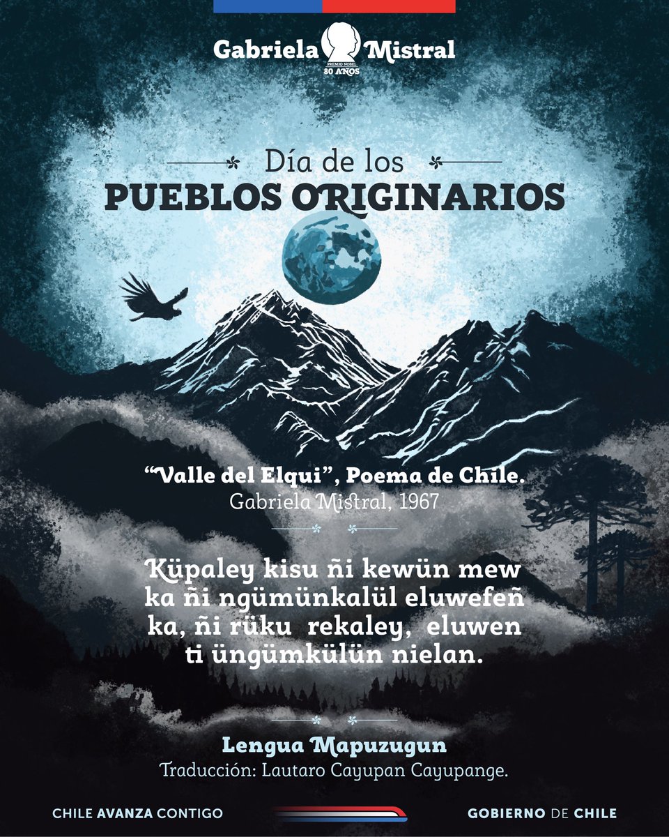 ¿Qué es lo más valioso que podemos heredar? ✨
“La lengua y los gestos que me dieron…” 🗣️🤲

En el #DíaDeLosPueblosIndígenas celebramos las lenguas, memorias y tradiciones vivas en Chile.
Leemos a Mistral en aymara, quechua y mapuzugun 🌿
🔗 Conoce más en gabrielamistral80.cl