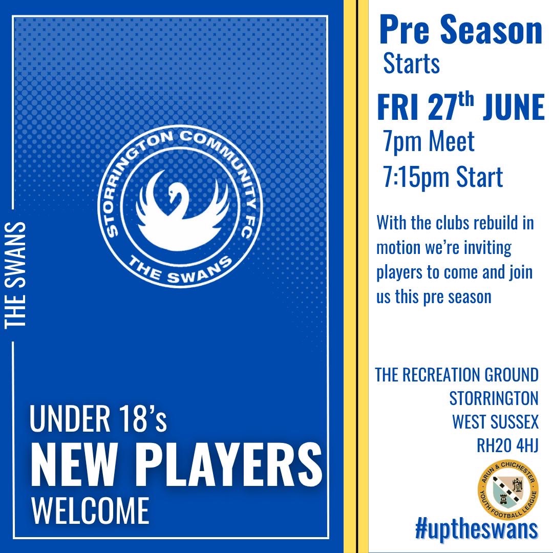 StorringtonFC's tweet image. Our Under 18s Arun & Chichester side are staring pre season training next week. Get yourself along to The Rec if you are keen to play Sunday football in a friendly, welcoming environment