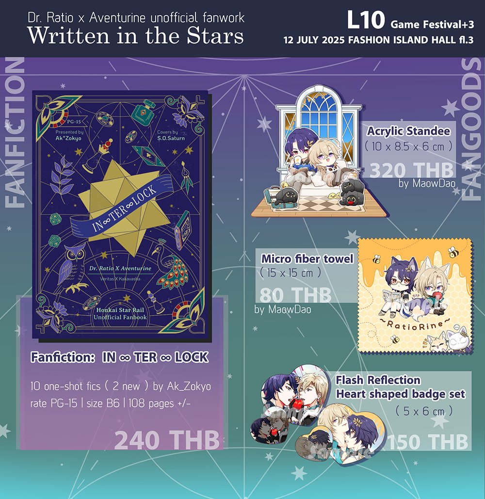 Ak_Zokyo's tweet photo. 【Pre-order | RT appreciate 】

🛁🦚 RatioRine: Written in the Stars Project (Phrase I)​ 💫

Fanfiction + Goods by Ak*Zokyo &amp;​ MaowDao

📆 วันนี้ -​ 5 JULY 2025

📬 ไปรษณีย์/งาน #GF_P3

ลิงค์พรีออเดอร์ ตัวอย่างและรายละเอียดเพิ่มเติมอยู่ในเมนชั่นค่ะ 🙏

#เรโชรีน #rtrn_thestars https://t.co/wHI6I0oT0E