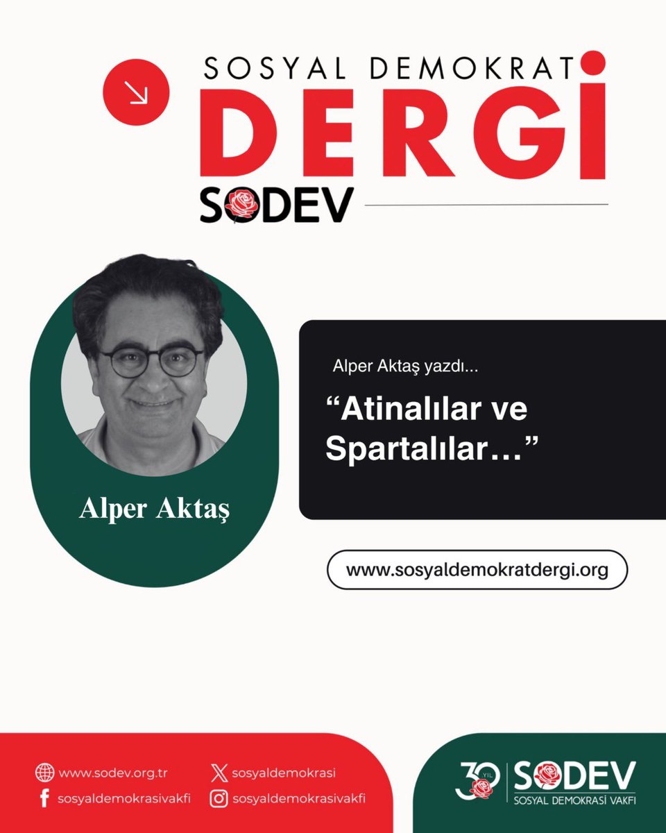 SOSYAL DEMOKRAT DERGİ DİJİTALDE!
Alper Aktaş yazdı: "Atinalılar ve Spartalılar..."
Yazı linki 👇
sosyaldemokratdergi.org/atinalilar-ve-…