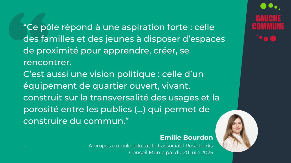 💥Les espaces éducatifs sont les creusets de l’émancipation collective 

👉 pour construire du commun
👉 faire émerger des projets 
👉 ancrer le lieu dans la dynamique du quartier 

<a href="/BourdonEmilie5/">Bourdon Emilie</a> sur le pôle Rosa Parks 

#DirectNantes