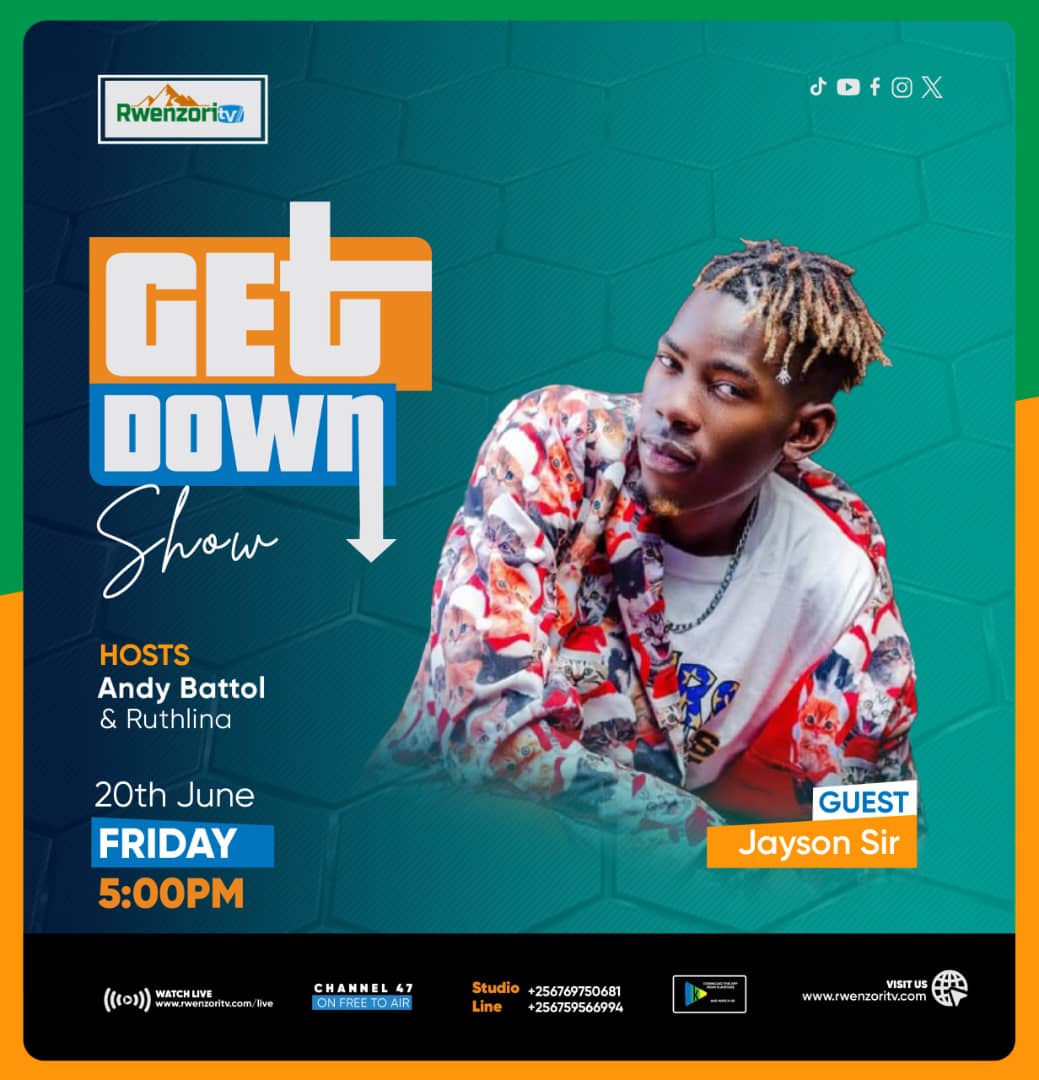 Rwenzori TV 's Get Down Show is hosting singer Jayson Sir at exactly 5pm. 
Watch online 👉 rwenzoritv.com/live/

Cc: Andy Battol Funkiest || Ruthlina