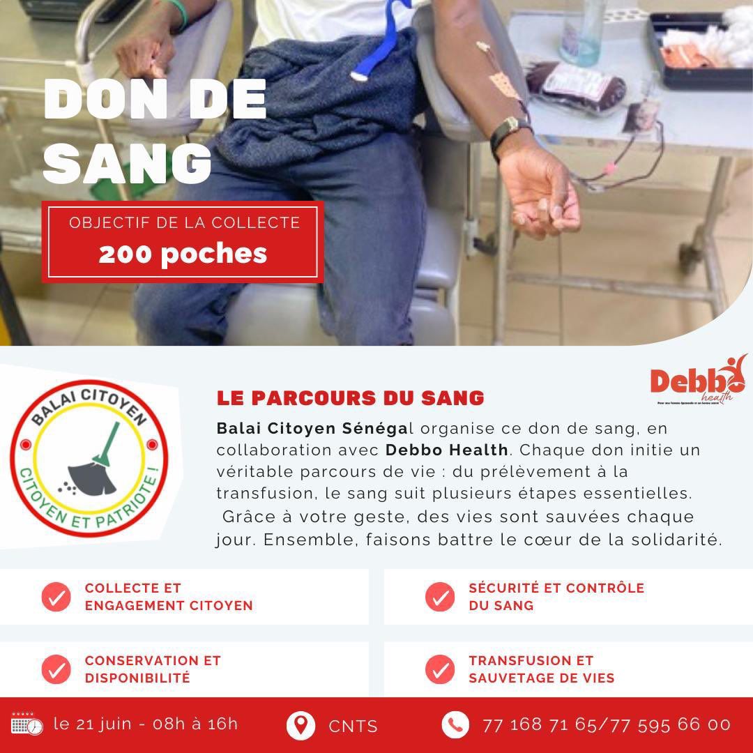 Venez donner du sang et sauver des vies.🥺🙏🏾
Demain inshallah a partir de 8h au CNTS Fann.