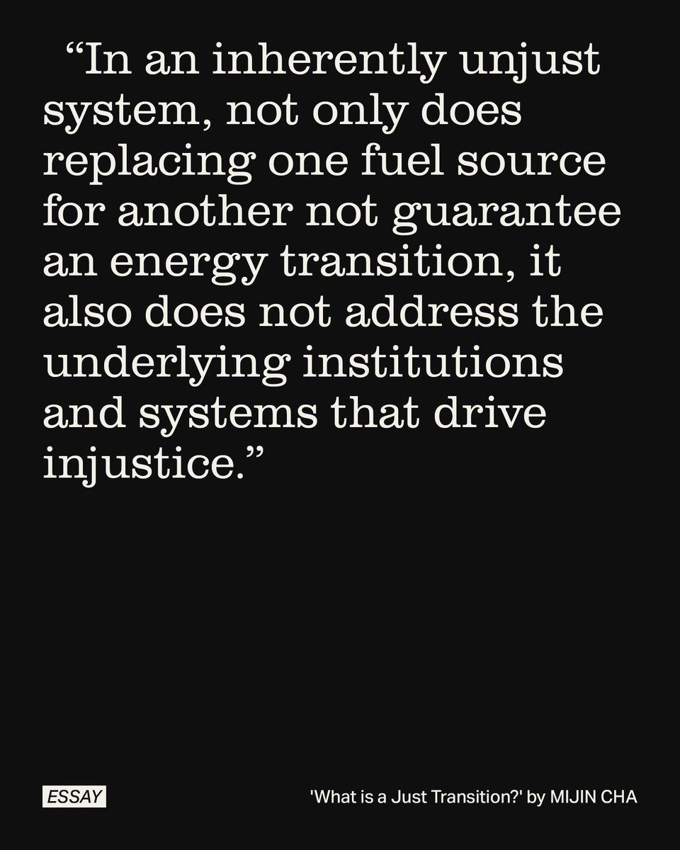 break_downradio's tweet image. As the idea of the "just transition" has become mainstream, it has increasingly been co-opted. We need a transition away from both fossil fuels and from the extractive systems harming both people and planet.
📚 From the archive: 'What is a Just Transition?' by MIJIN CHA.