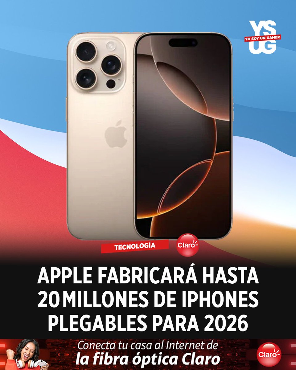 Yo soy un Gamer (@yosoyungamertw) on Twitter photo Apple planea lanzar entre 15 y 20 millones de iPhones plegables a partir de 2026, con pantallas de 8 y 5.5 pulgadas y precio de hasta $2,000. ¿Te animarías a comprarlo?
👉 Todos los detalles aquí: yosoyungamer.com/apple-planea-f…
Presentado por <a href="/clarotodo/">Claro Puerto Rico</a> #LaRedMasPoderosa Apple planea lanzar entre 15 y 20 millones de iPhones plegables a partir de 2026, con pantallas de 8 y 5.5 pulgadas y precio de hasta $2,000. ¿Te animarías a comprarlo?
👉 Todos los detalles aquí: yosoyungamer.com/apple-planea-f…
Presentado por <a href="/clarotodo/">Claro Puerto Rico</a> #LaRedMasPoderosa