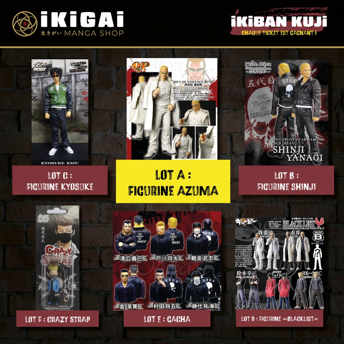 🔥 sortie événement ! 🔥 

Crows, la célèbre série Furyō revient en français le vendredi 21 juin aux éditions Kana ! (<a href="/EditionsKana/">Editions Kana</a>) 

Pour fêter le retour de cette série culte, Ikigai Manga Shop vous offre pleins de goodies et vous permet même d'en remporter davantage !