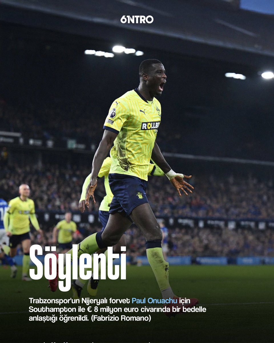 Trabzonspor'un Nijeryalı forvet Paul Onuachu için Southampton ile € 8 milyon euro civarında bir bedelle anlaştığı öğrenildi.

Kişisel konularda görüşmeler devam ediyor.
(Fabrizio Romano)