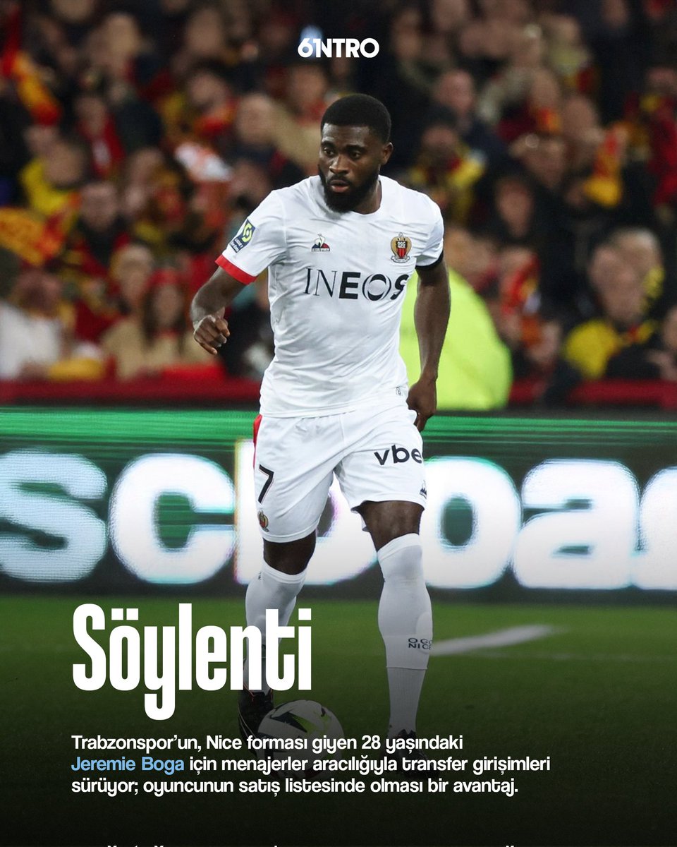 Trabzonspor’un, Nice forması giyen 28 yaşındaki Jeremie  Boga için menajerler aracılığıyla transfer girişimleri sürüyor; oyuncunun satış listesinde olması bir avantaj.