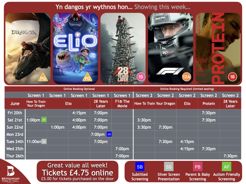 This week at Brynamman Public Hall Cinema! 🍿

‼️Our CHEAPEST tickets are available online at just £4.75 each‼️

Book now 🎟️👇
brynammancinema.org/BrynammanCinem…