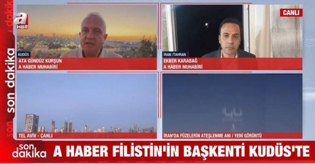 A Haber’den cesur başlık.

A Haber’in, Kudüs’ten yaptığı canlı yayını “A Haber Filistin’in başkenti Kudüs’te” başlığıyla vermesi takdir topladı.