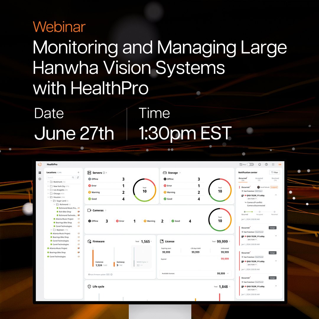 REMINDER! Don’t forget to register for our upcoming webinar and discover how managing multi-site video systems doesn’t have to be a headache. Join us on June 27 at 1:30 PM EST to see how HealthPro and SightMind simplify surveillance system management.➡️ hubs.la/Q03s-ShH0