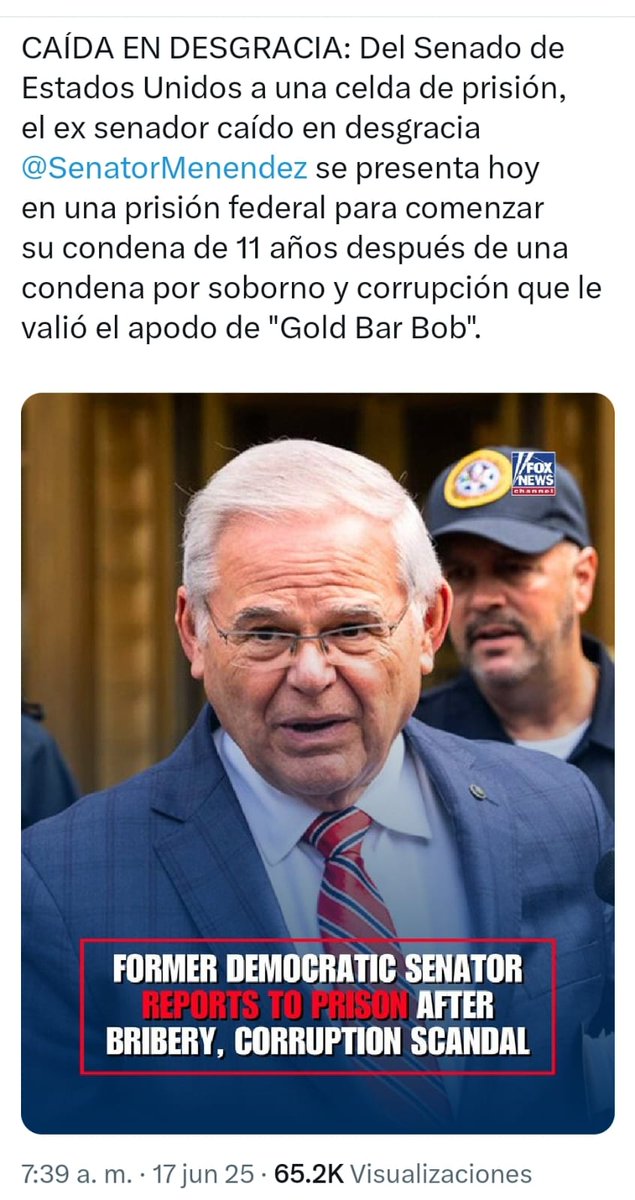 <a href="/MarcosAntil/">Marcos Antil</a> Como la organización @AllardPrize da "premio" a exfuncionarios con SENTENCIAS CONDENATORIAS POR CORRUPCIÓN, entonces también merece "reconocimiento" el exsenador demócrata <a href="/BobMenendezNJ/">Menendez for NJ</a>, con SENTENCIA CONDENATORIA POR CORRUPCIÓN lograda por la Fiscalía <a href="/TheJusticeDept/">U.S. Department of Justice</a> (incluso