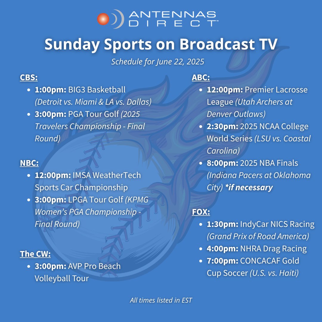Our weekend #sports watch guide is here to keep you in the game. 🏈⚾️🏀 Catch all the action FREE over-the-air with your #TVantenna! 📺