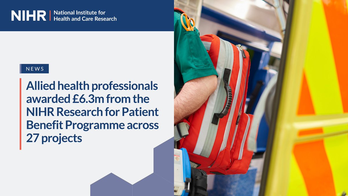 Our NIHR Research for Patient Benefit (RfPB) Programme has funded a series of new awards to support allied health professionals and strengthen the careers of researchers in under-represented disciplines and specialisms.

Find out more 👉 nihr.ac.uk/news/allied-he…