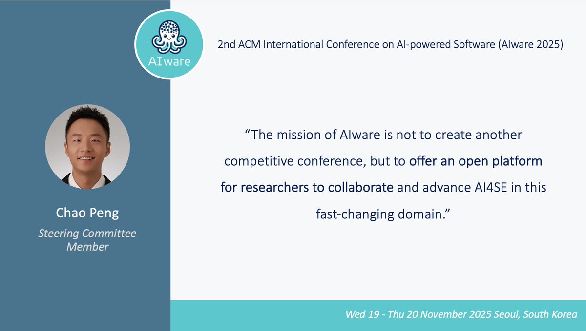 #AIwareThoughts by <a href="/chao_peng_/">Chao Peng</a>✨

🔗 2025.aiwareconf.org