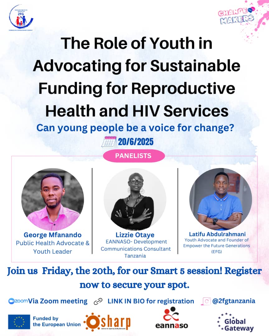 📣 Reminder: Join us today, Fri 20 June 2025, 2–4PM EAT for the SMART 5 Zoom Meeting!

🗣️ Topic: Youth &amp; Sustainable Funding for Reproductive Health &amp; HIV Services
📍 Zoom: avac-org.zoom.us/j/89870433152

Let’s drive change together. Your voice matters! #Youth4Health #SRHR #HIVFunding