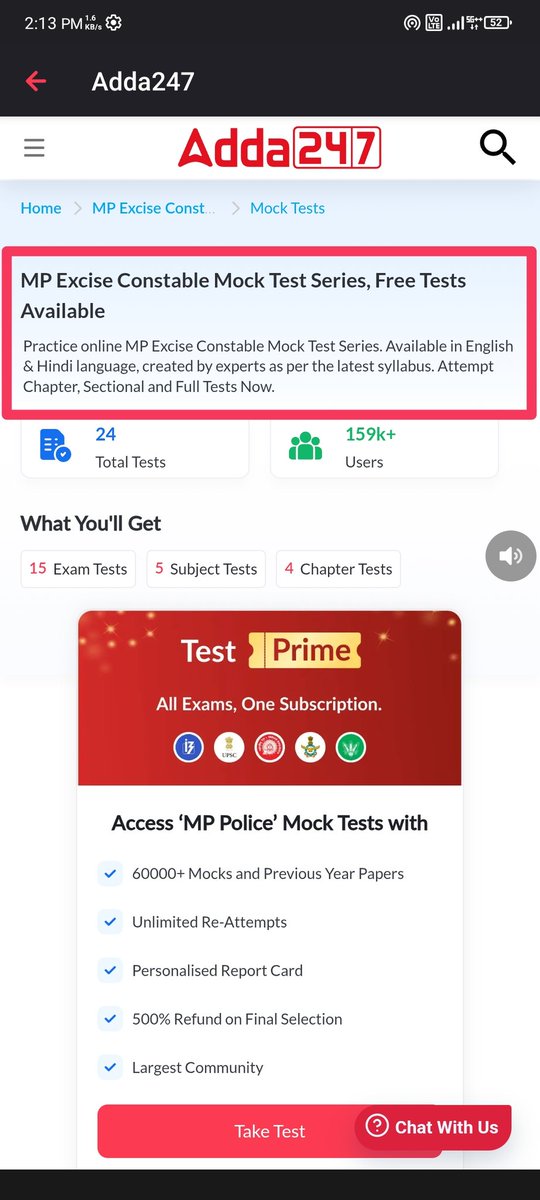 manojsharma687's tweet photo. MP Excise constable mock test available bol kar Prime purchase karva diya but prime k andar available nahi he...5 july se exam he...and Refund ki koi policy bhi nahi he.
Kyu logo ko bevkuf bana rahe ho yar
#adda247
@iAmitBhadana
@adda247live https://t.co/kRZKgNqf03