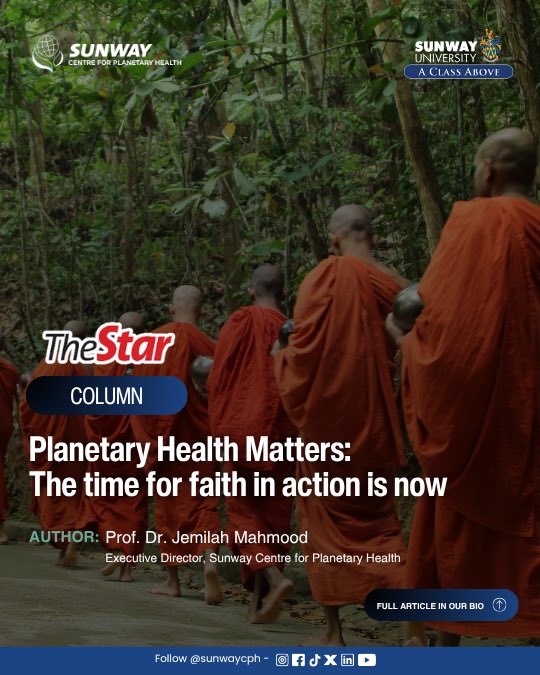 Faith and Planetary Health are deeply connected. 🕊️🌏 Faith leaders can inspire climate action.

Prof. Dr. Jemilah Mahmood explains why:
📖 thestar.com.my/news/environme…

📘 Download the charter: bit.ly/FaithandPlanet…
📲 Endorse the Charter: bit.ly/EndorseFaithCh…

#FaithInAction