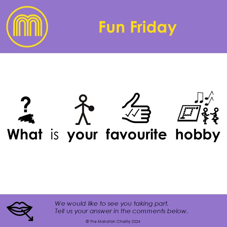 🌟Fun Friday🌟  

What is your favourite hobby?

#Makaton #MakatonSymbols #FunFriday