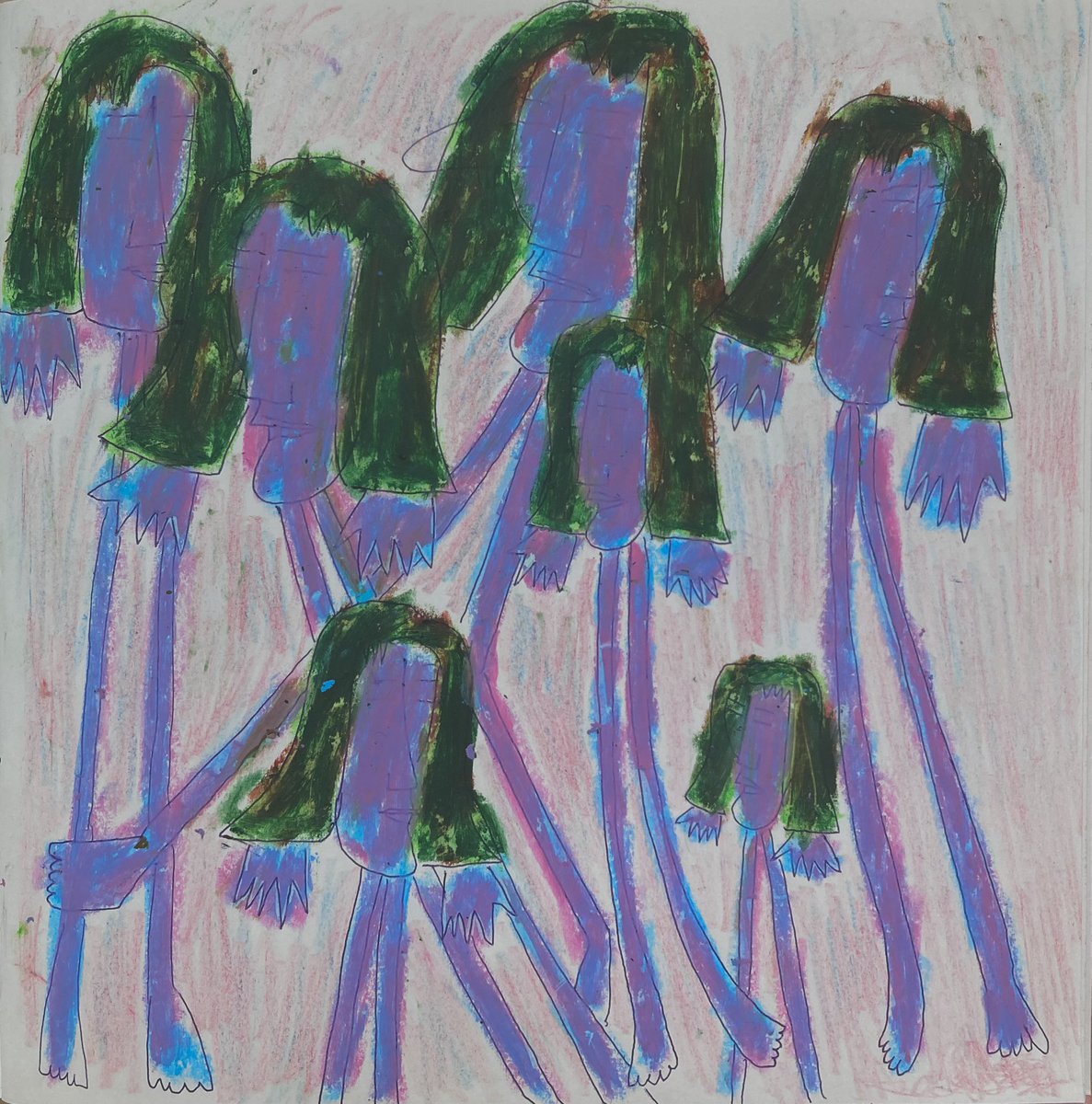 #アート #イラスト #art  #arte #クレヨン画
 #drawing #illustration #oc #クレヨン #ドローイング

"seven creatures standing"