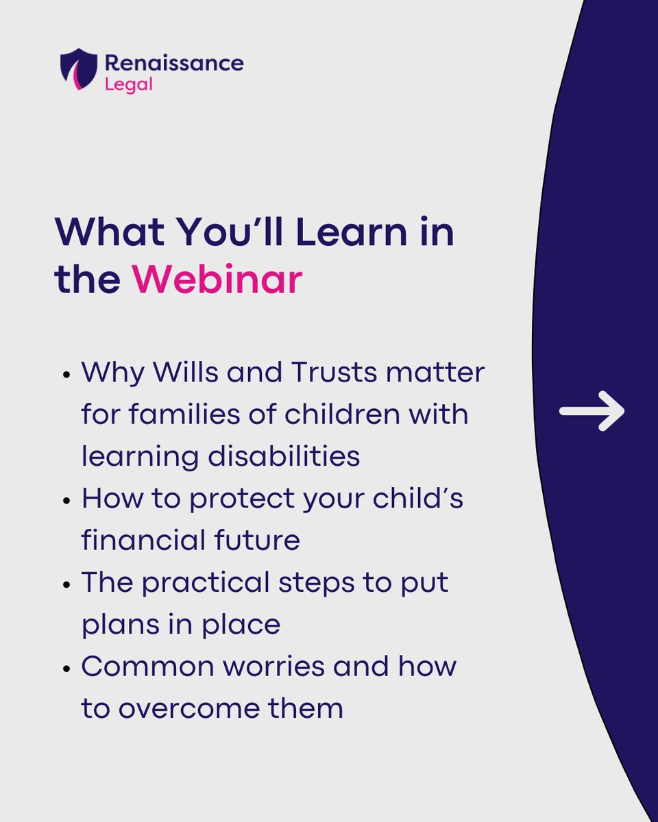 renaissance_uk's tweet image. In line with @mencap’s #DoYouSeeMeNow theme, join our free webinar for parents/carers of children with learning disabilities. Get expert legal advice on Wills, Trusts and planning ahead.

📅 25 June | 🕙 10am | 💻 Online
👉 bit.ly/3VFutureWeb

#LearningDisabilityWeek