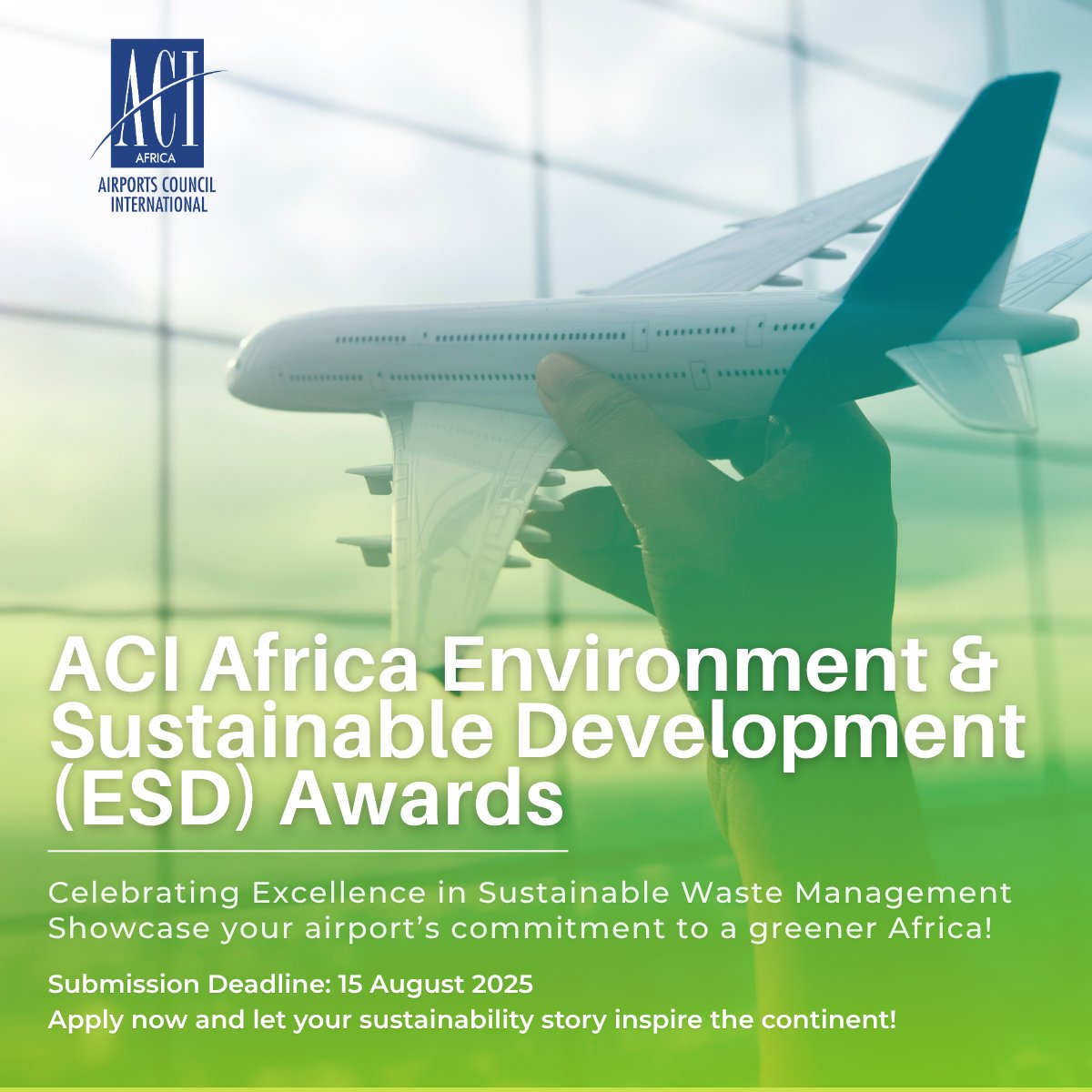 The #ACIAfrica #ESDAwards 2025 celebrate airports leading in “Sustainable Waste Management” ♻️. Share your initiatives by 15 Aug. You can access detailed info. on the awards on this link: aci-africa.aero/files/ACI-Afri…! Join us in the fight to #BeatPlasticPollution #SustainableAviation