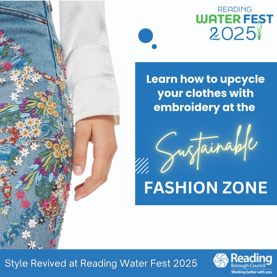 Join us at the Sustainable Fashion Zone on Sat 28 June from 11am -12.30pm and learn how to give your old clothes new life with embroidery 🧵

No sewing skills required, everything you need will be provided.

Book your place in advance at rdguk.info/cxYgb

#WaterFest2025