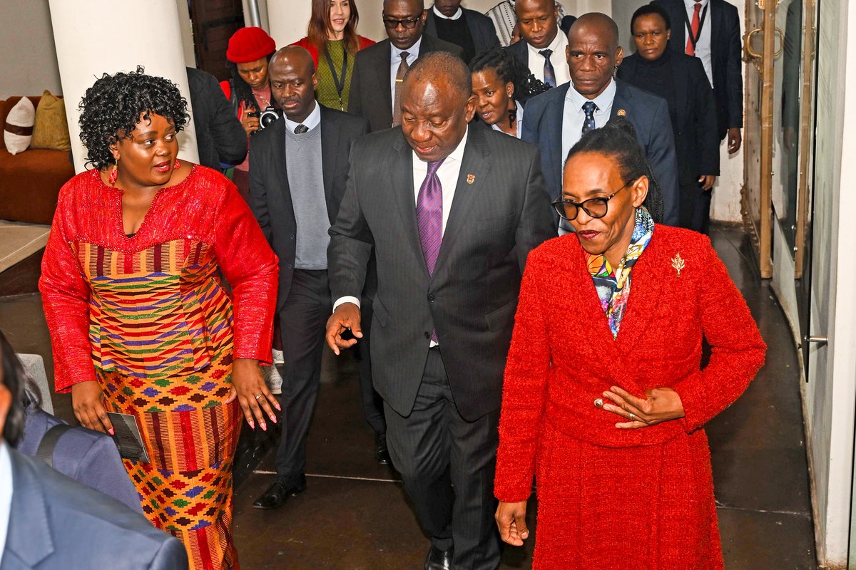 Dignitaries arrive at Constitution Hill to celebrate the 30th anniversary of the Constitutional Court — among them President Cyril Ramaphosa, Chief Justice Mandisa Maya, Minister Mmamoloko Kubayi and Former Presidents Kgalema Motlanthe and Thabo Mbeki.