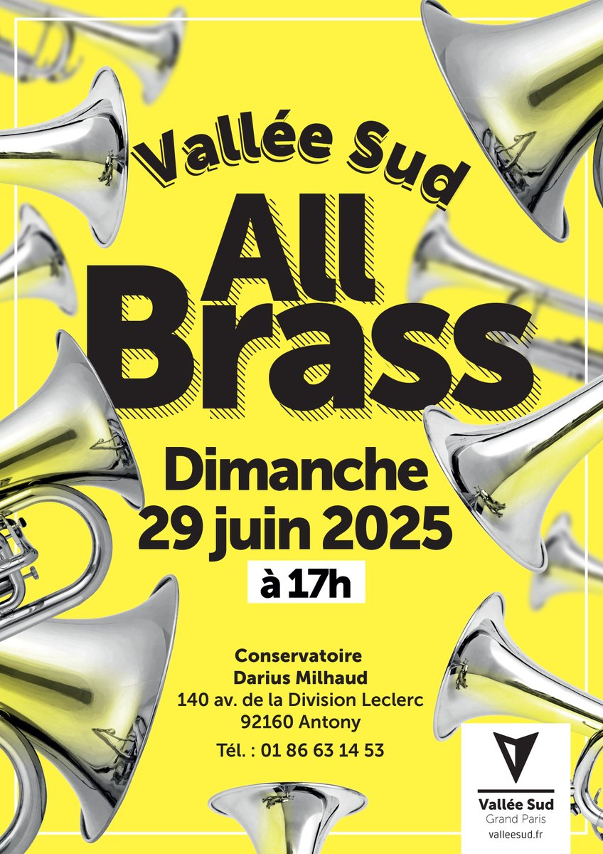 Vallée Sud - Grand Paris (@vallee_sud) on Twitter photo L'ensemble de cuivres du Territoire revient : Vallée Sud-ALL BRASS est en concert dimanche 29 juin à 17h au conservatoire Darius Milhaud <a href="/VilleAntony/">Ville d'Antony</a>. A ne pas rater !
+ d'infos bit.ly/4jT9l8J L'ensemble de cuivres du Territoire revient : Vallée Sud-ALL BRASS est en concert dimanche 29 juin à 17h au conservatoire Darius Milhaud <a href="/VilleAntony/">Ville d'Antony</a>. A ne pas rater !
+ d'infos bit.ly/4jT9l8J