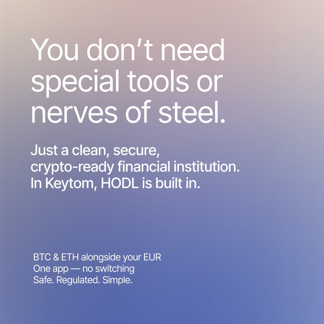 keytom_com's tweet image. HODL — it started as a typo, and became a way of life.

You don’t have to stare at charts, wear three monitors, or bury a Ledger in your backyard to hold your crypto.
Sometimes, all you need is one app —
where your BTC, ETH and EUR live together peacefully.

#Keytom #finance