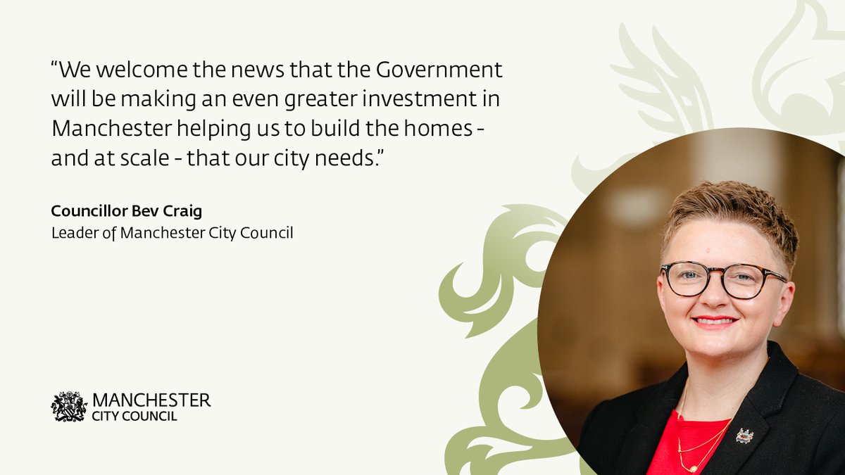 Government has this week announced plans for more funding for town and cities like Manchester to help build even more affordable homes for our residents.

Read our Leader's statement in full: orlo.uk/Lgx3x